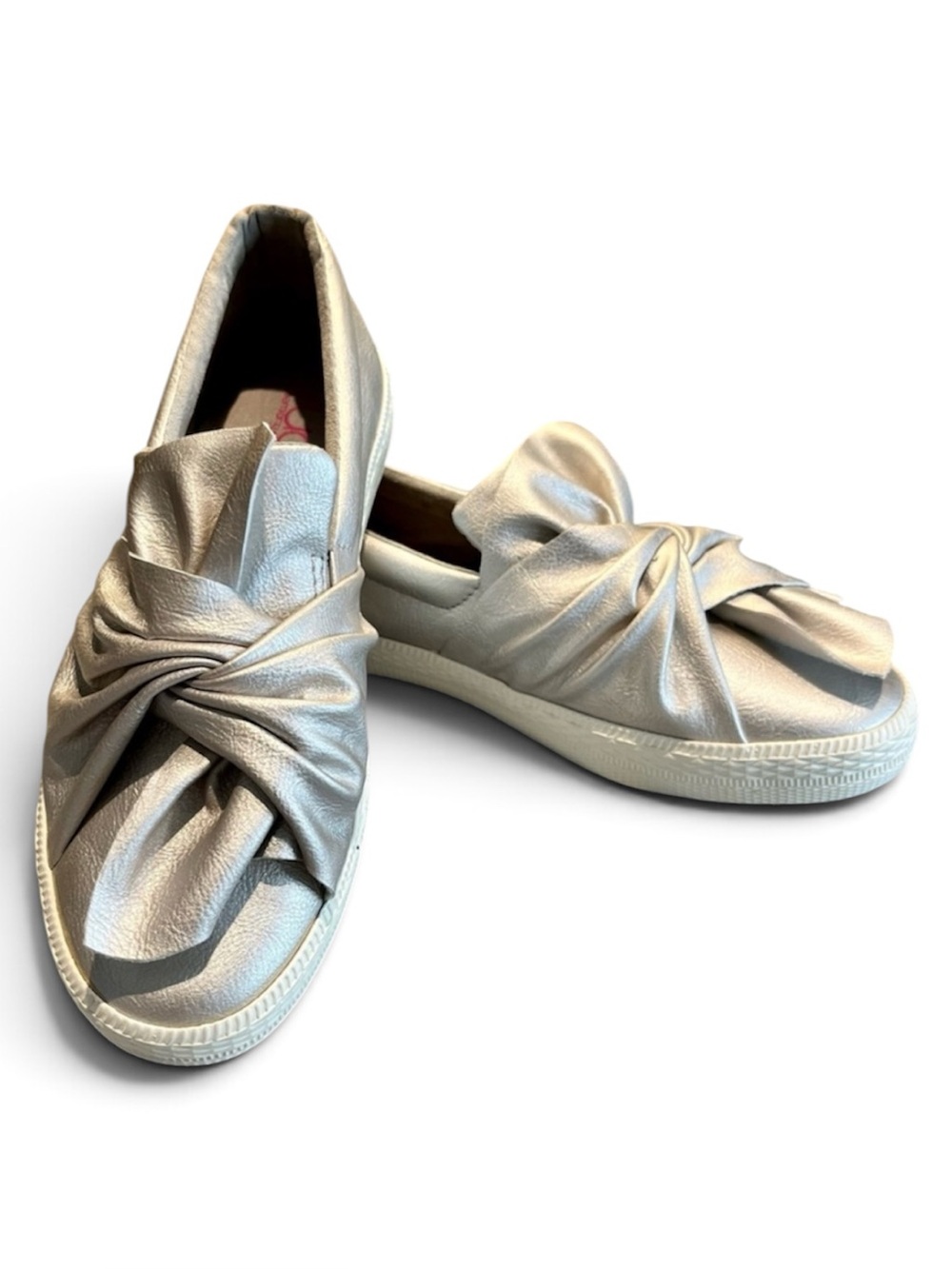 Sugar Ladies Silver Sneakers with Bow Detail